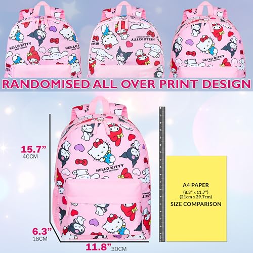 Hello Kitty Sanrio Backpack Kawaii Girls Backpacks with Pocket All Over Print Kuromi My Melody Cute Travel Bag Anime Gifts for Girls2