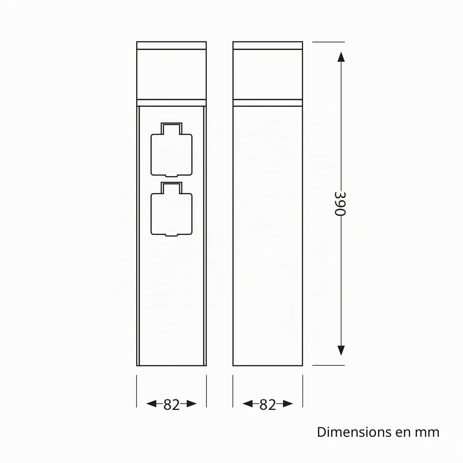 ledscom.de 2 lampes d'allée/bornes lumineuses PODEL pour l'extérieur, IP44, domotique, Wi-Fi, Alexa, 39 cm, anthracite, 1 ampoule G9 max. 10 W, 2 prises