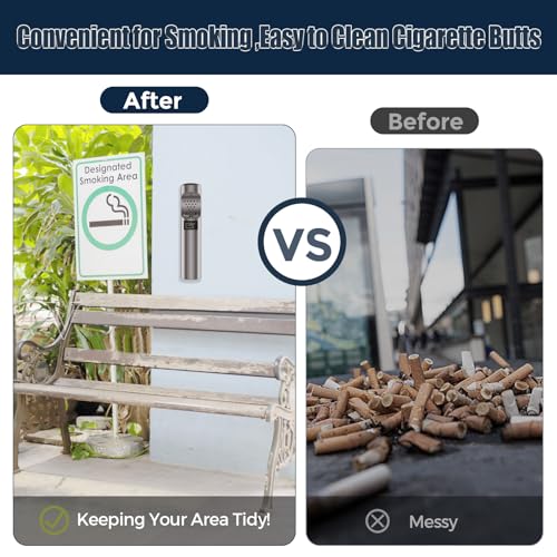Image of Wall Mounted Cigarette Butt Receptacle Disposal Outdoor, Outside Ashtrays for Cigarettes, Commercial Smokers Outpost for Ash Removal, Keep Your Area Tidy! -Stainless Steel