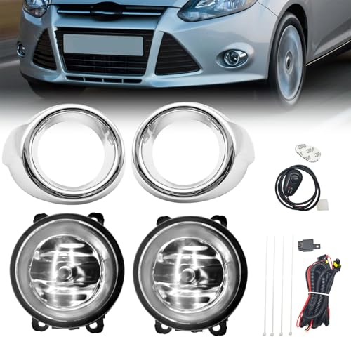 Fog Lights Compatible With 2012 2013 2014 Ford Focus S/SE/SEL/Titanium Models Front Bumper Lamps w/Light Bulb 1 Pair of fog lamps