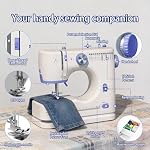 Stoigeld Machine à coudre pour débutants avec 20Pcs Tissu & 32Pcs Kit de fils à coudre, Machine à coudre portative avec 12 Emplacements intégrés & 2 Vitesse (vitesses basses)