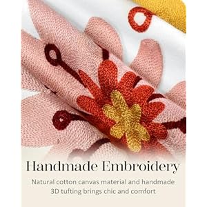 Embroidered Throw Pillow Cover 18×18 Outdoor Decorative Pillow Covers with Zipper for Couch Sofa Bedroom Aesthetic Multicolor Flowers Soft Cozy Cotton Pillowcase Covers with Patterned