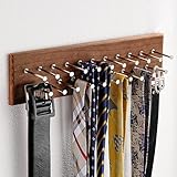 TreeHouse London Tie Rack Organizer – Holds 40 Large Ties – Solid Wood & Sturdy Metal Storage Holder for Closet – Wall Mounted Tie Display Hanger for Wall, Bedroom - (Walnut Tie Rack)