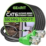 GearIT Cat6 Outdoor Ethernet Cable (100 Feet) CCA Copper Clad, Waterproof, Direct Burial, In-Ground, UV Jacket, POE, Network, Internet, Cat 6, Cat6 Cable - 100ft, Personal Computer