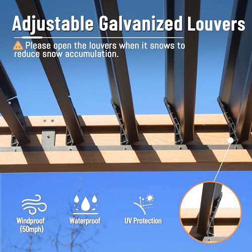 Domi-Louvered-Pergola-10X13FT-Wood-Grain-Aluminum-Pergola-with-Adjustable-Roof-Wood-Looking-Alunimun-Frame-Efficient-Drainage-System-Outdoor-Pergola-for-Patio-Deck-Garden Domi Louvered Pergola 10X13FT Wood Grain Aluminum Pergola with Adjustable Roof Wood Looking Alunimun Frame Efficient Drainage System Outdoor Pergola for Patio Deck Garden