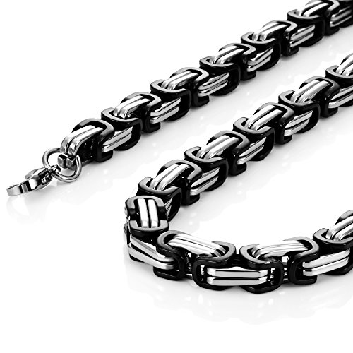 Urban Jewelry Impressive Mechanic Style Stainless Steel Men's Necklace Silver Black Chain for Men (18,21,23 Inches)2