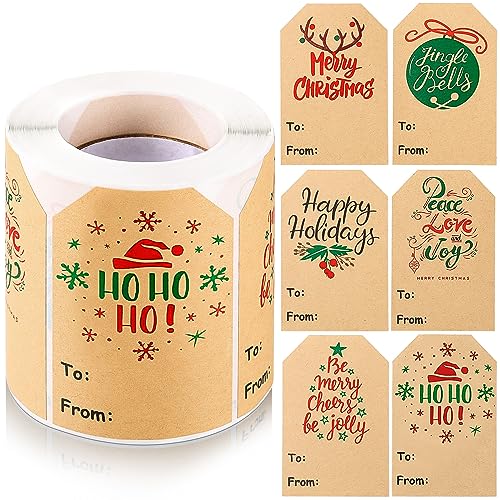Étiquettes de cadeau de Noël en Kraft Dianelhall : 300 autocollants de nom inscriptibles pour colis