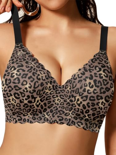 COCOMARTS Jelly Bras for Women No Underwire Push Up Bra Leopard,XL - image 1