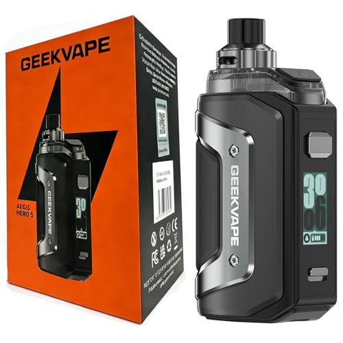 GEEKVAPE Aegis Hero 5 Pod Kit | Sortie 50W avec Batterie 2000 mAh | Écran Vif et Fonction A-Lock | Cartouche HERO de 6,5 ml Compatible avec la Coil B (VERSION...