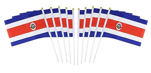 10 packs, 34 North and South American plastic poles, hand waving flags (Costa Rica)