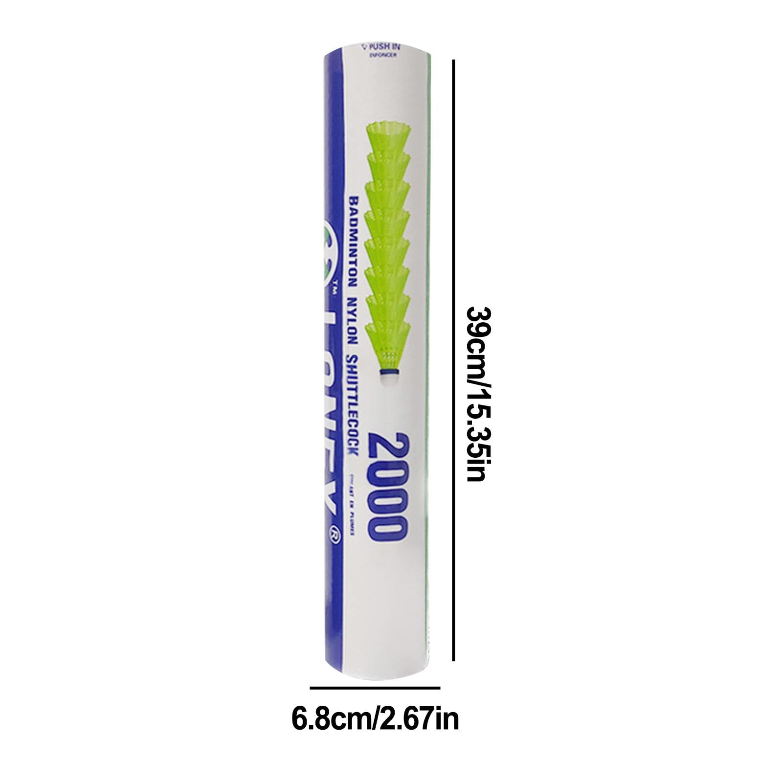 Volani In Nylon Per Badminton - Confezione Da 12 Palline - Testa In Sughero Composito, Alta Velocità, Colore Giallo Fluorescente