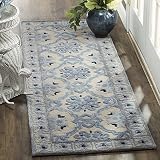 SAFAVIEH Bella Collection 2'3' x 7' Ivory/Blue BEL155A Handmade Premium Wool & Viscose Runner Rug