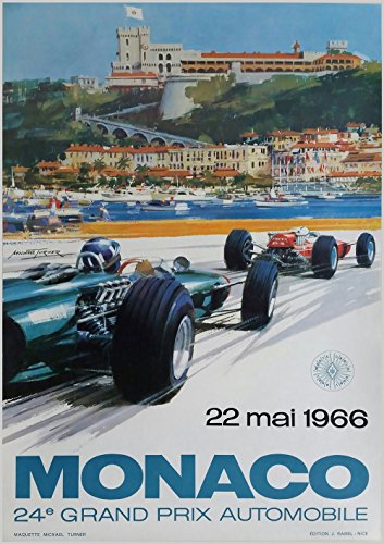 Póster de Monaco F1 1966 F1 Grand Prix Wall Art Grand Prix Póster de carreras de coches (60 x 80 cm) Cover