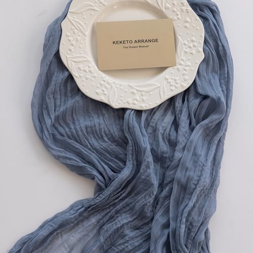 6Pcs Dusty Blue Cheesecloth Table Runner 120 Inches for Home Decorations