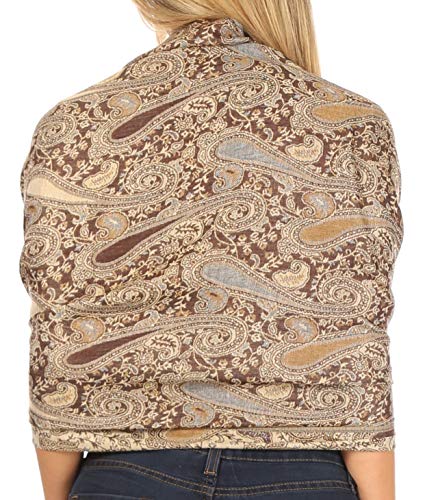 Sakkas Kalin Long Wide Paisley Design Woven Pashmina Shawl Scarf Wrap Stole2