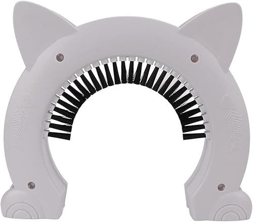 Puerta interior para gatos, diseño silencioso profesional ABS puerta grande para gatos en interiores con cepillo para el cuidado del gato (blanco)