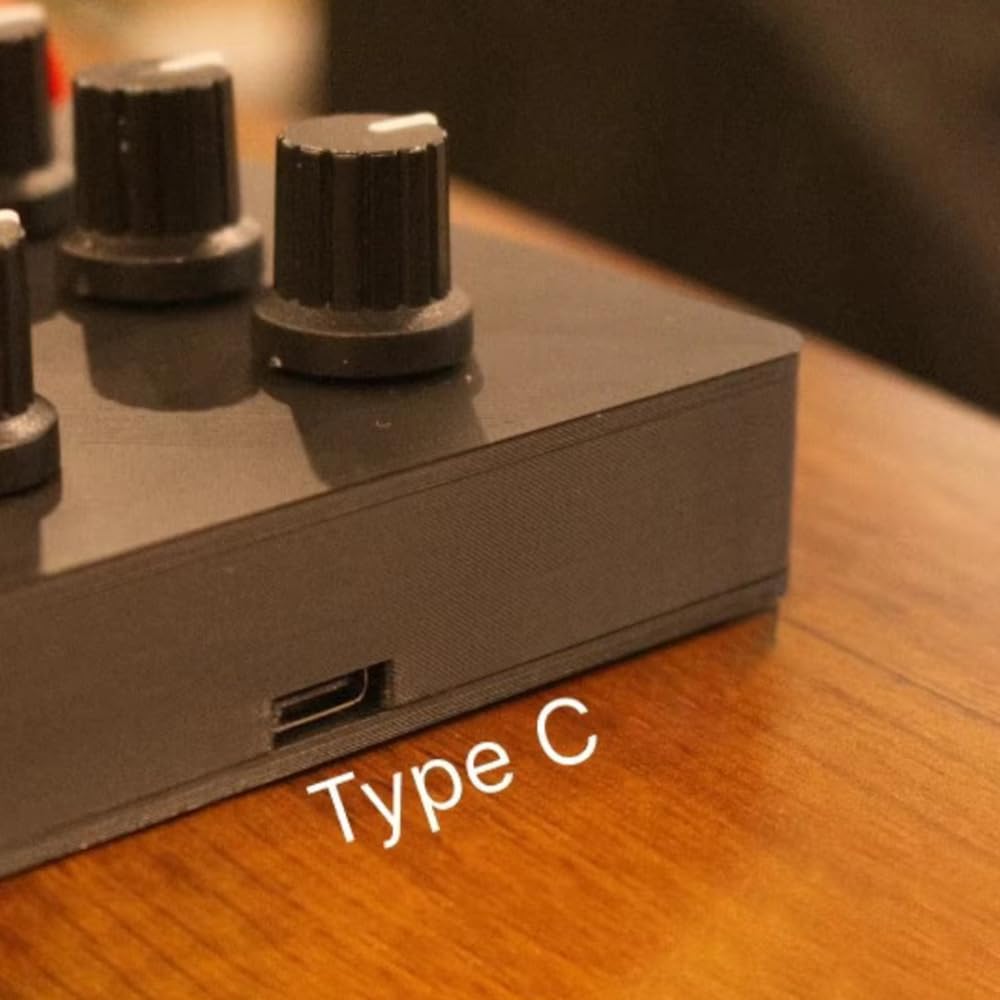 Toplionace EM-MIDI1 USB-MIDI-Controller – 4 Tasten, 4 Schieberegler, 6 Drehregler, Typ-C, Plug & Play für Sounddesign, Performance und Schnelle Sequenzierung