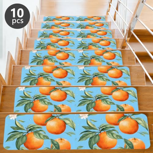 Peldaños antideslizantes para evitar resbalones con alfombras Mexpekil de color naranja 3