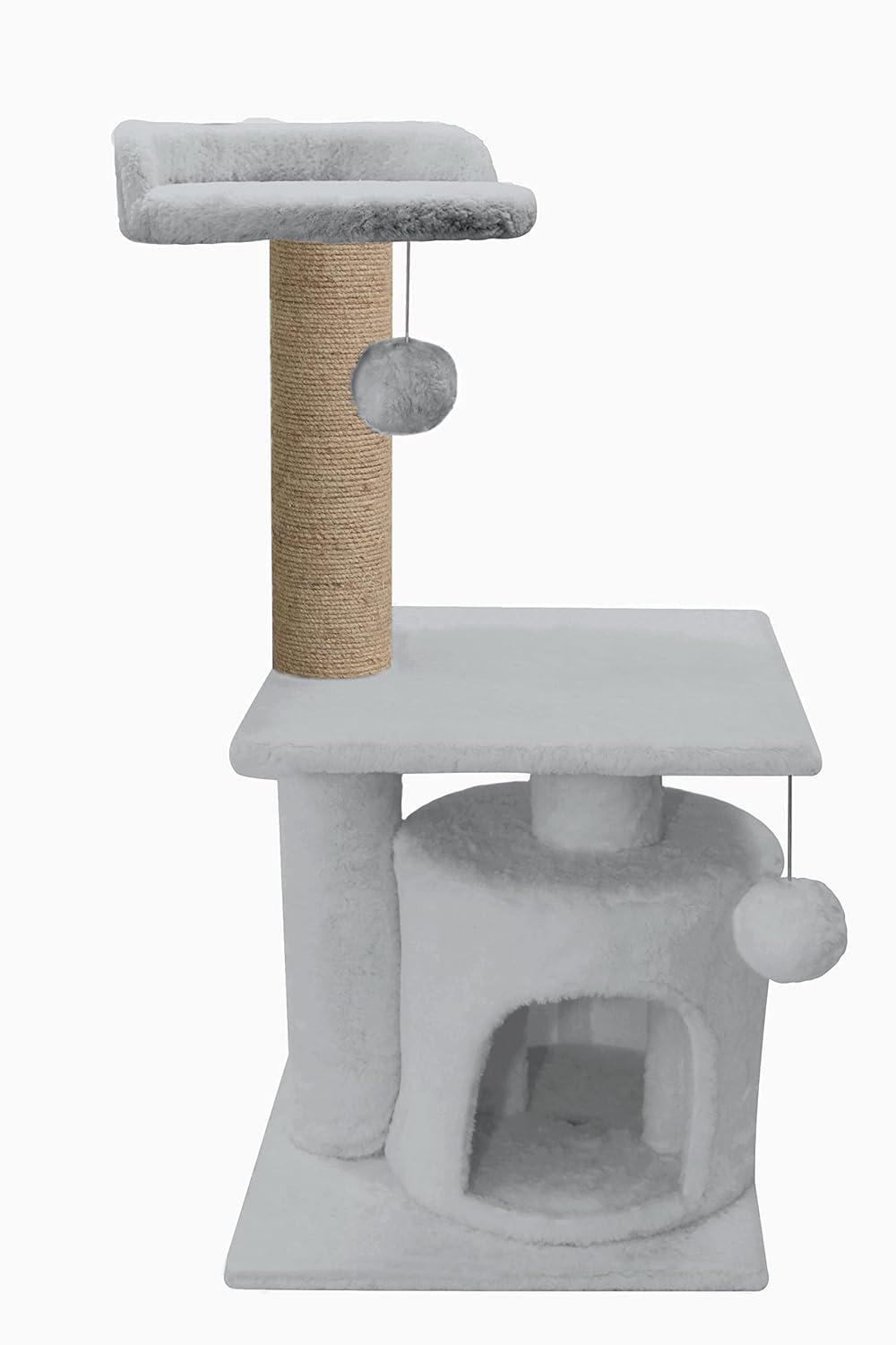 Purrway Soft Fur Activity Scratching Post/Cat Tree for Kittens & Cats - Natural Sisal Rope Two Floor Tower (Height 33 Inch) (Grey) (FURR-2FLOOR) (B0D17Z7GT4) Amazon Price History, Amazon Price Tracker