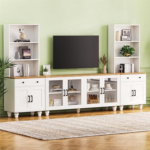 Wantble TV Stand with Solid Wood Gourd-Shaped Legs for TVs