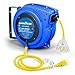 GOODYEAR Extension Cord Reel Heavy Duty Polypropylene Long 16AWG x 50 FT 3C SJTOW Commercial Premium Grade Ultra Flexible Cable (S3) LED Triple Tap Connector Great for Indoor & Outdoor Use