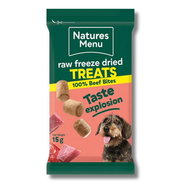 Nature's Menu Beef (1 x 15g) Freeze-Dried Meat Bites – Training Treats for Dogs