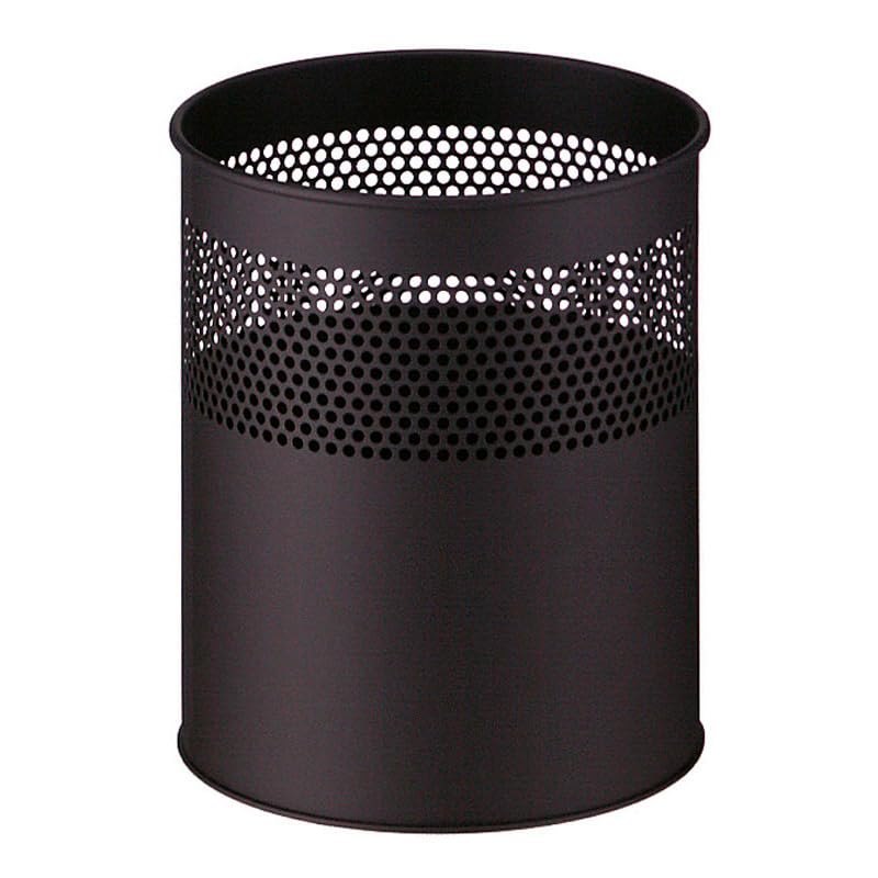 PROREGAL Runder halbperforierter Papierkorb aus Metall | 30 Liter, HxØ 40,5x31cm | Schwarz