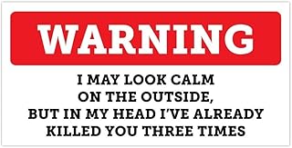 3 Pack | May Look Calm On The Outside in Head Already Killed You Sticker Construction Toolbox, Hardhat, Lunchbox, Helmet, Mechanic, Luggage