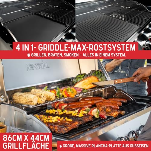 Nexgrill Gourmet Pro Gasgrill mit 6 Brennern und Keramik-Seitenbrenner
