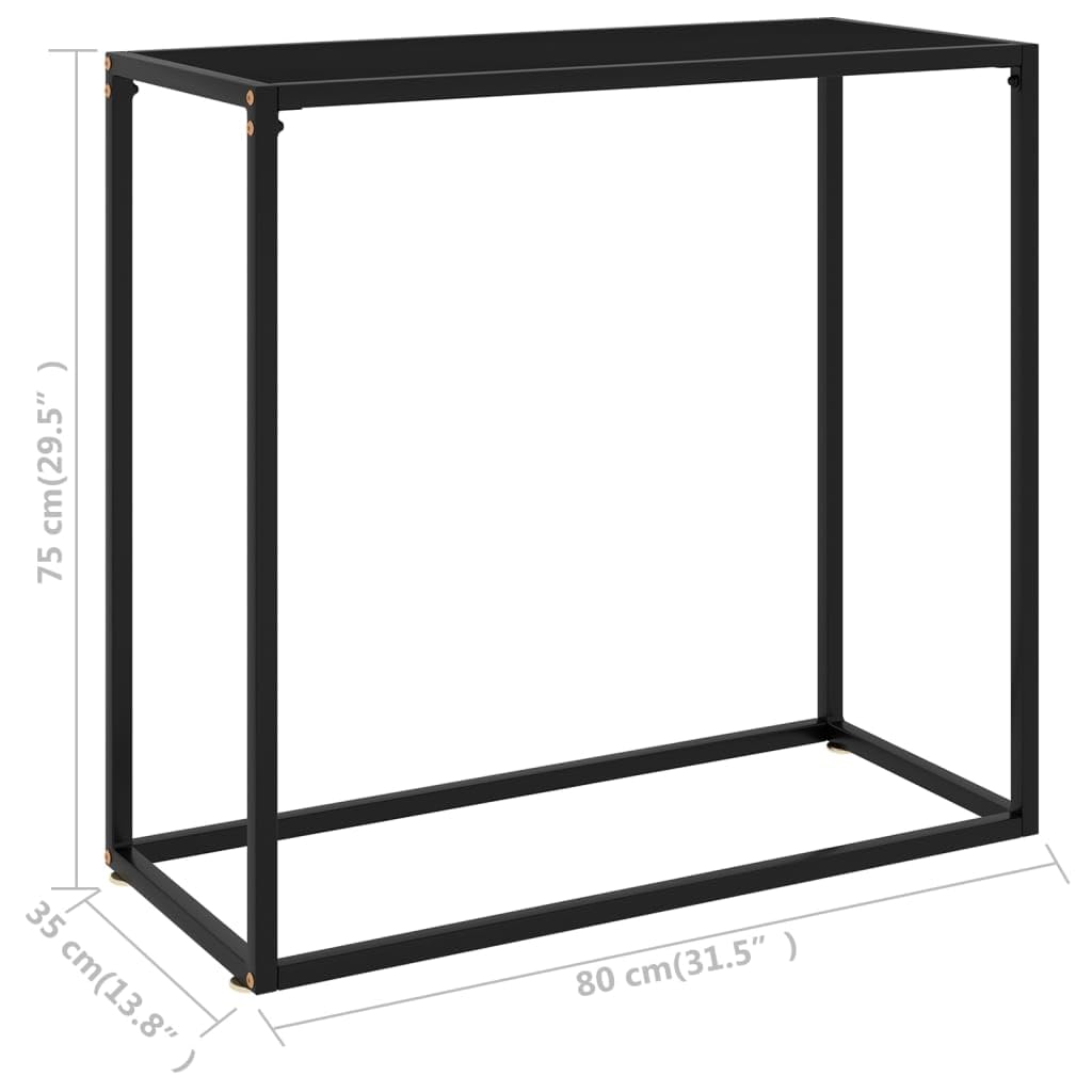 Generic Stolik Konsolowy Czarny, 80x35x75 Cm, Szkło Hartowane, Idealny do Przestrzeni Mieszkalnej, Wykonany ze Szkła i Stali, Mocny i Stabilny, łatwy do Czyszczenia wilgotną szmatką,