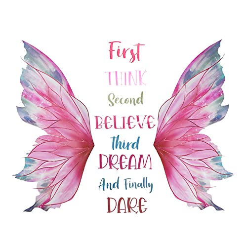 Vinilo decorativo rosa con frases inspiradoras y mariposas