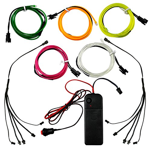 ESUMIC® Alambre electroluminiscente (EL Wire) 1 Metros Resplandeciente Efecto estroboscópico Set luz de neón Lightpainting Kit-Uso EL Cable con una cámara de Pintura Photo Effects