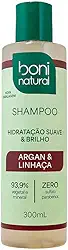 Shampoo Vegano e Natural de Argan e Linhaça, Para todos os tipos de cabelo, Hidratação e Brilho, Boni Natural, 300ml