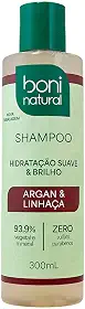Shampoo Vegano e Natural de Argan e Linhaça, Para todos os tipos de cabelo, Hidratação e Brilho, Boni Natural, 300ml
