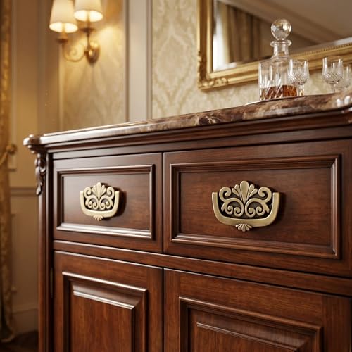 Image of Sainath Zinc Alloy Antique Finish Drawer Cabinet Kadi Kundi Knob Pull Handle Set, Pack of 4 PCs