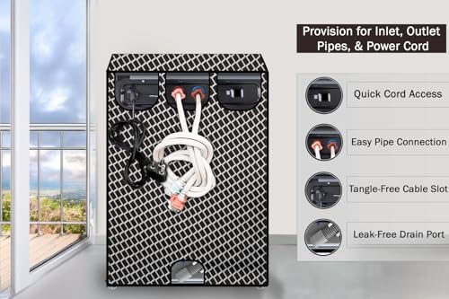 Image of Stylista Waterproof and Dustproof Polyester Washing Machine Cover Compatible for Godrej 7 Kg Fully-Automatic Top Loading WTEON ALP 70 5.0, Check Grey