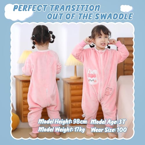 Image of MICHLEY Flannel Baby Sleeping Bag Unisex Pajamas, Long Sleeve Zipper Wearable Sleeping Sack for Autumn Winter Boys Girls