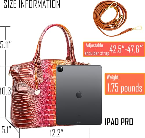 Image of Makcr Joacbv Women Purse Satchel Bag Long Crossbody Classy Tote Bag Top Handle Vegan Leather Ladies Handbags Embossed Pattern