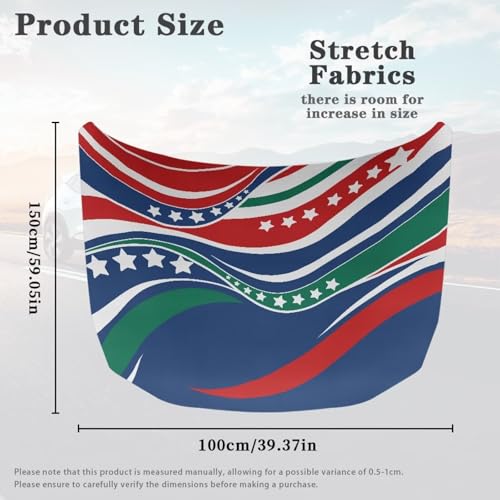 Image of Hood Cover Protector for Compact SUV Trucks Sedans, 59x39 Inch Stretchable American Flag Car Hood Flag,All-Season Protection for Cars Decor