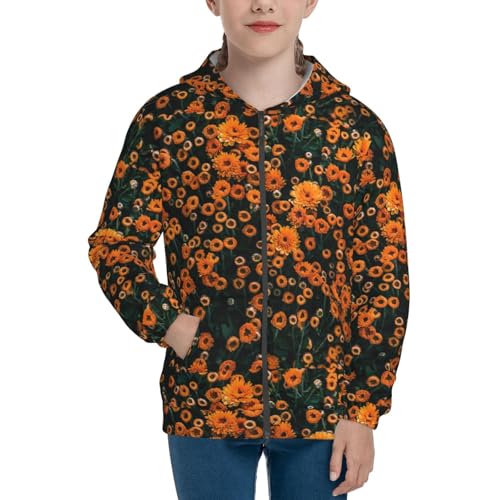 Daisies Kids Pullover Hoodies Boys Zip Up Sweatshirts Girls Athletic Clothes with Pocket3