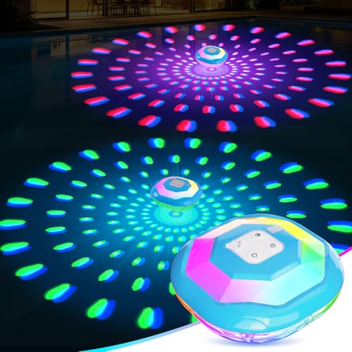 LightHacker Floating Pool Lights Upgraded Pool Lights That Float 6000mAh Rechargeable Color Changing Pool Lights IP68 Waterproof LED Lighting for Inground Above Ground Swimming Pools Hot Tub Party 1PC