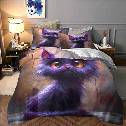 Illustration botanique fleurs violettes housse de couette 3D parure de lit microfibre chic - 6