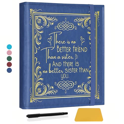 Image of CWEGSJ Sisters Photo Album for 3x5 4x6 5x7 Pictures DIY Memory Leather Cover Album Bestie Gifts BFF Photo Album Book Soul Sisters Gifts (Album better friend-Dark Blue)