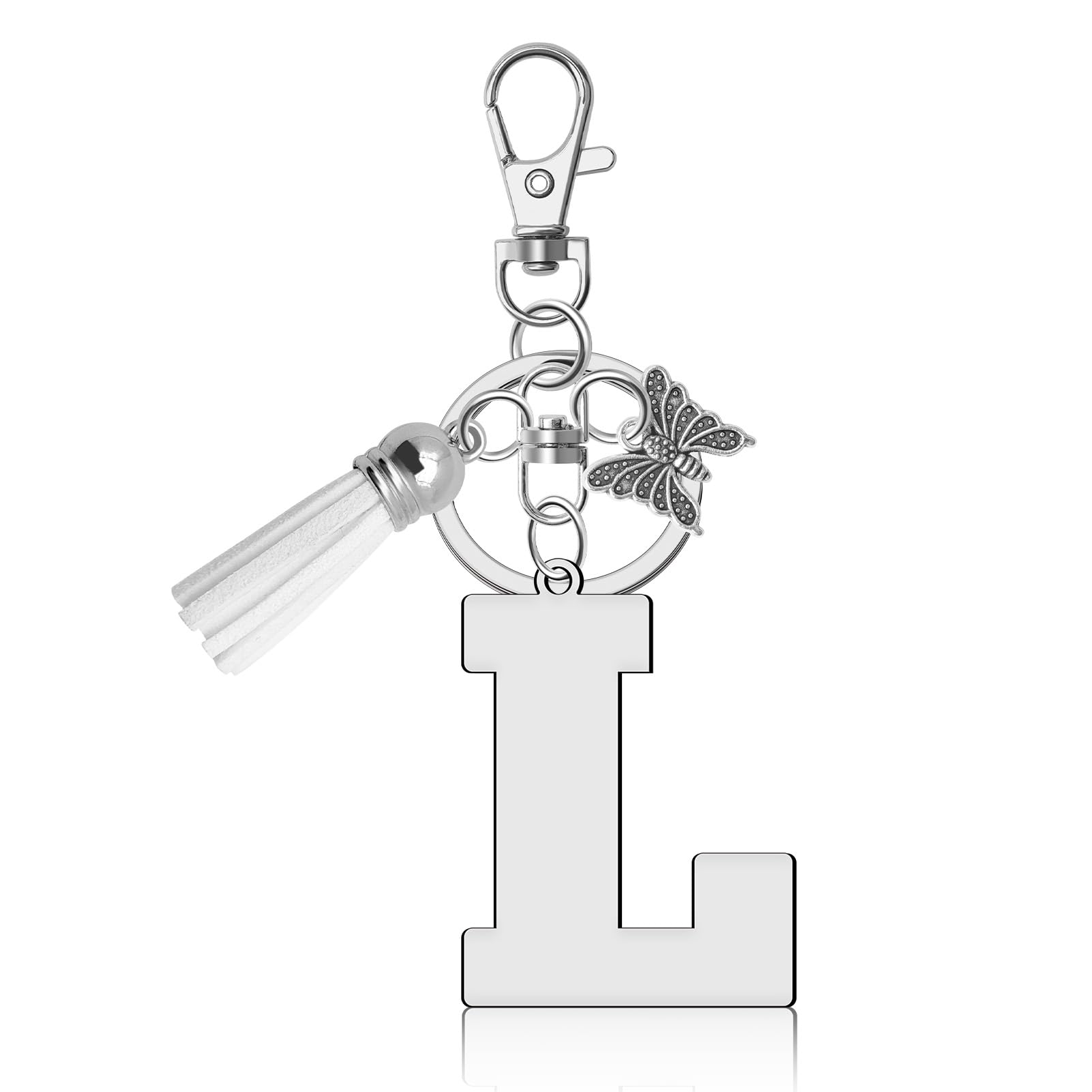 YaeYur Letter Keychain with Butterfly, Tassel Keychains for Women Custom Initial Bag Charm Cute Key Chains for Purse Car Keys