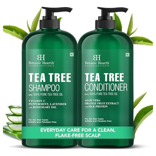 Botanic Hearth Tea Tree Shampoo and Conditioner Set - with 100% Pure Tea Tree Oil, for Itchy and Dry Scalp, Sulfate Free, Paraben Free - for Men and Women - 16 fl oz each
