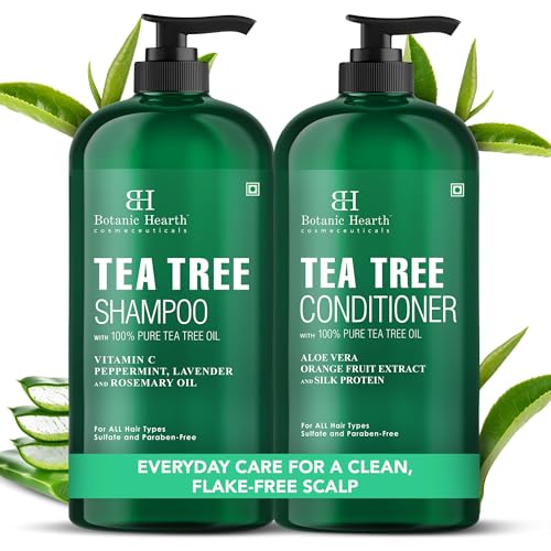 Botanic Hearth Tea Tree Shampoo And Conditioner Set | With 100% Pure Tea Tree Oil, For Itchy And Dry Scalp, Sulfate/Paraben Free | For Men And Women | 16 Fl Oz Each
