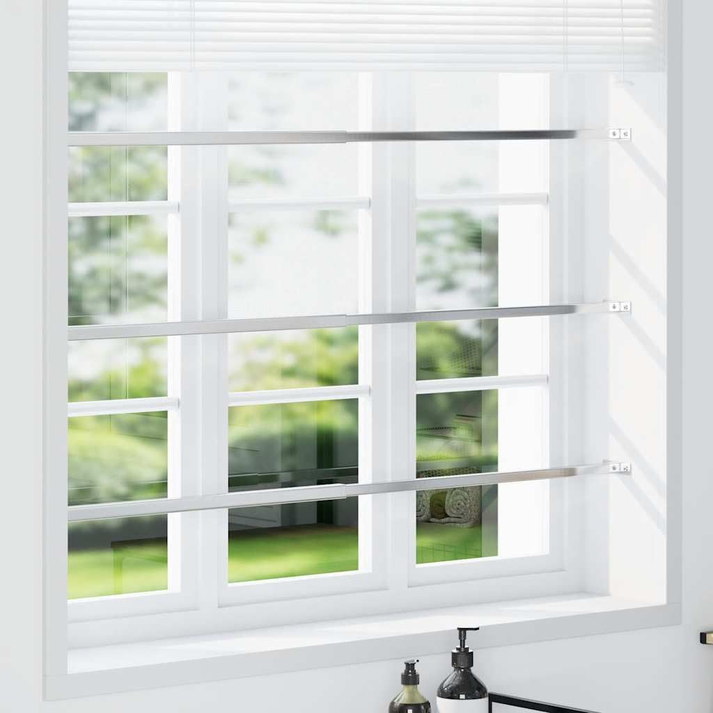 vidaXL Barras de Seguridad Ajustables para Ventanas, 3 Piezas, Plata, 710–1200 mm, Acero, Protector de Ventana, Barrera de Seguridad para Hogar y Oficina, Protección Infantil, Fácil de Montar