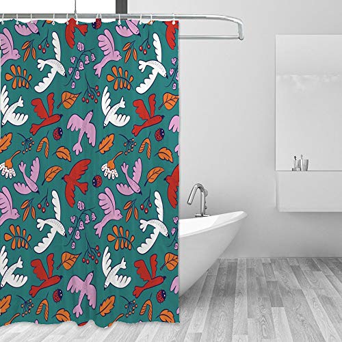 Rideau de douche imperméable oiseaux 150x180 cm pour salle de bain - 5