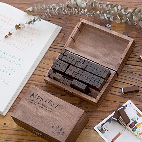 Aibecy-Sello digital en inglés Conjunto de sellos de letras AlPhaBet de madera...