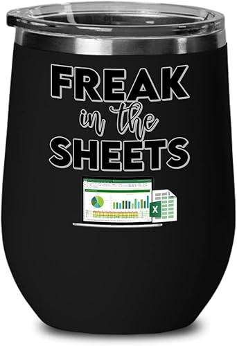Miniatura 6 de Freak In The Sheets Excel Wine Tumbler for Accountant CPA Accounting Thank You Appreciation Ideas for Boss Coworker Office Humor 12 oz Powder Coated